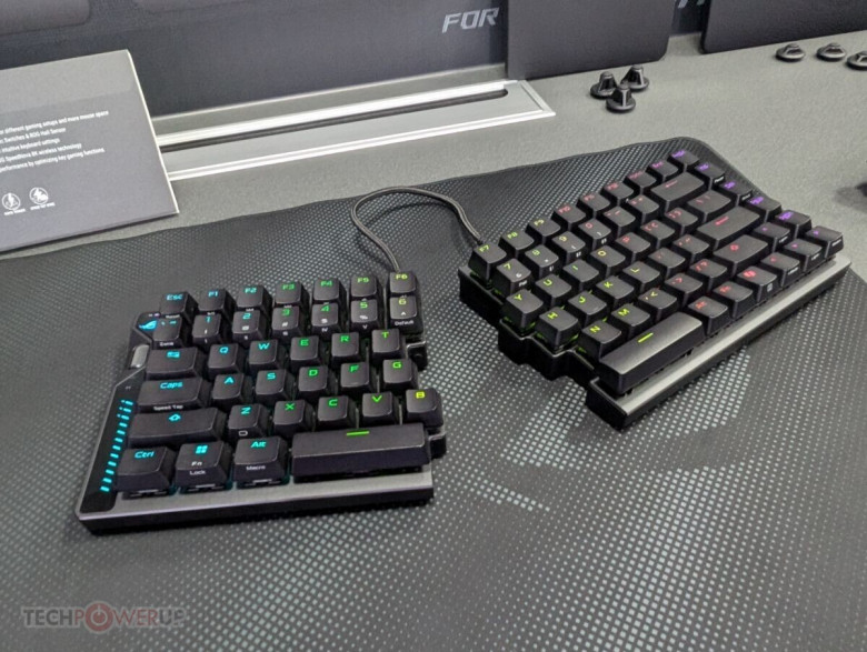 Asus представила разделённую геймерскую клавиатуру с магнитными переключателями